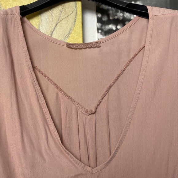 Oversized Balloon Long Sleeve Oversized Top Italy Blush Pink Viscose V-neck Boho - Picture 7 of 11